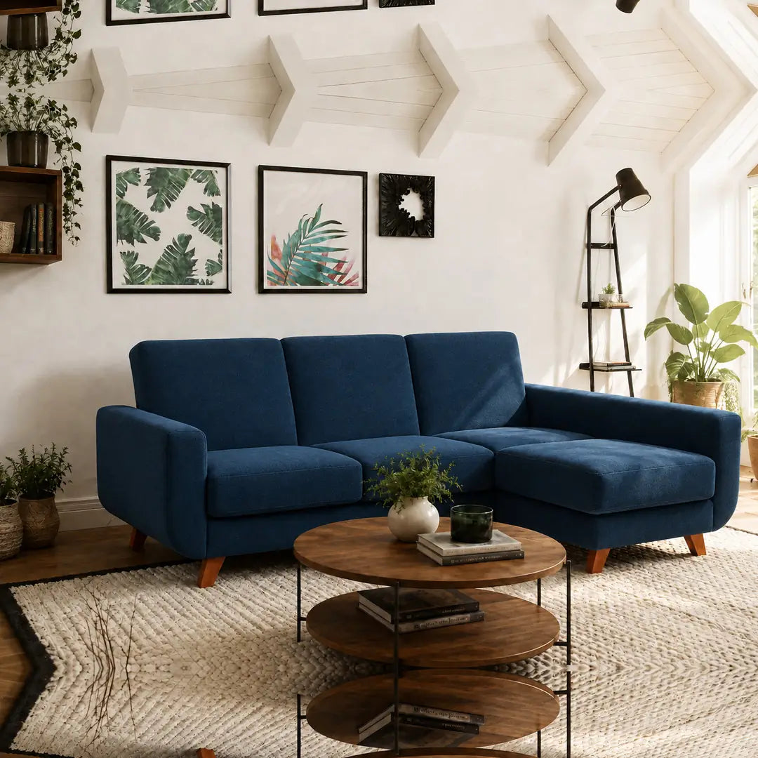 Corner Sofa Bed Aramis in Navy Blue, image 13