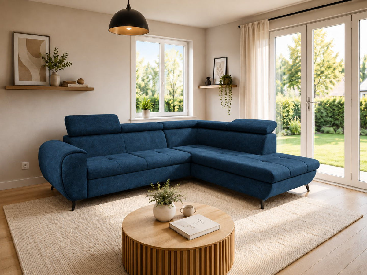 Corner Sofa Bed Mona Pik in Navy Blue, image 9