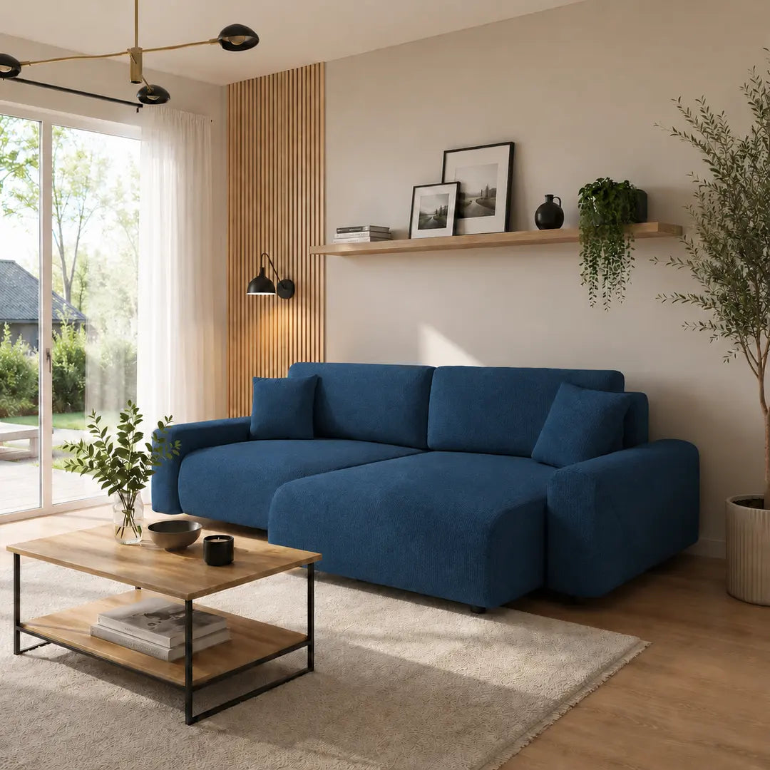 Corner Sofa Bed Rima in Navy Blue, image 17
