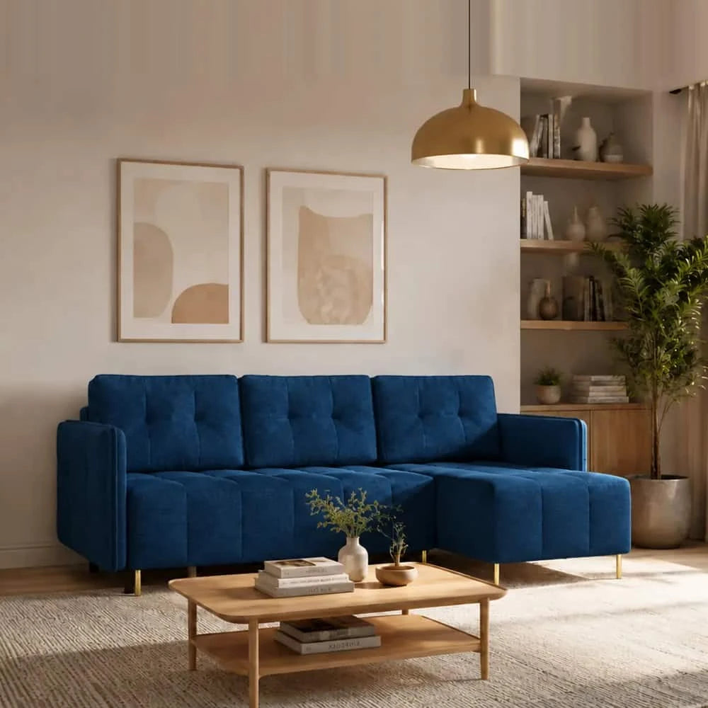 Corner Sofa Bed Dello in Navy Blue, image 18