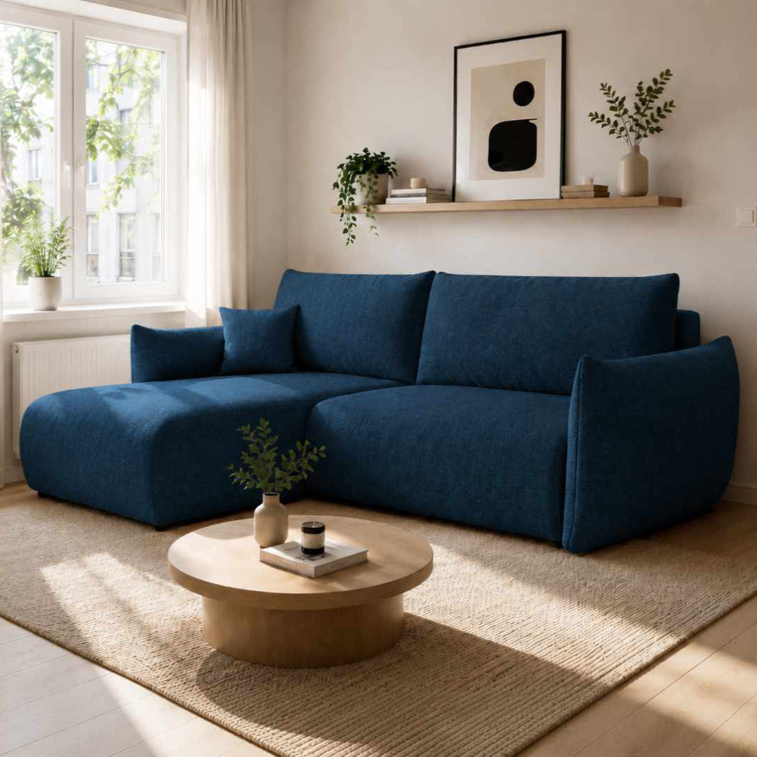 Corner Sofa Bed Allora in Navy Blue, image 12
