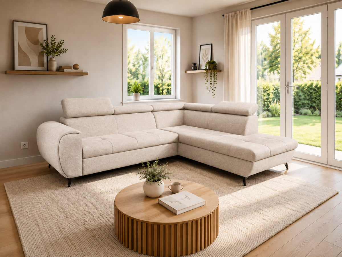 Corner Sofa Bed Mona Pik in Light Beige, image 11