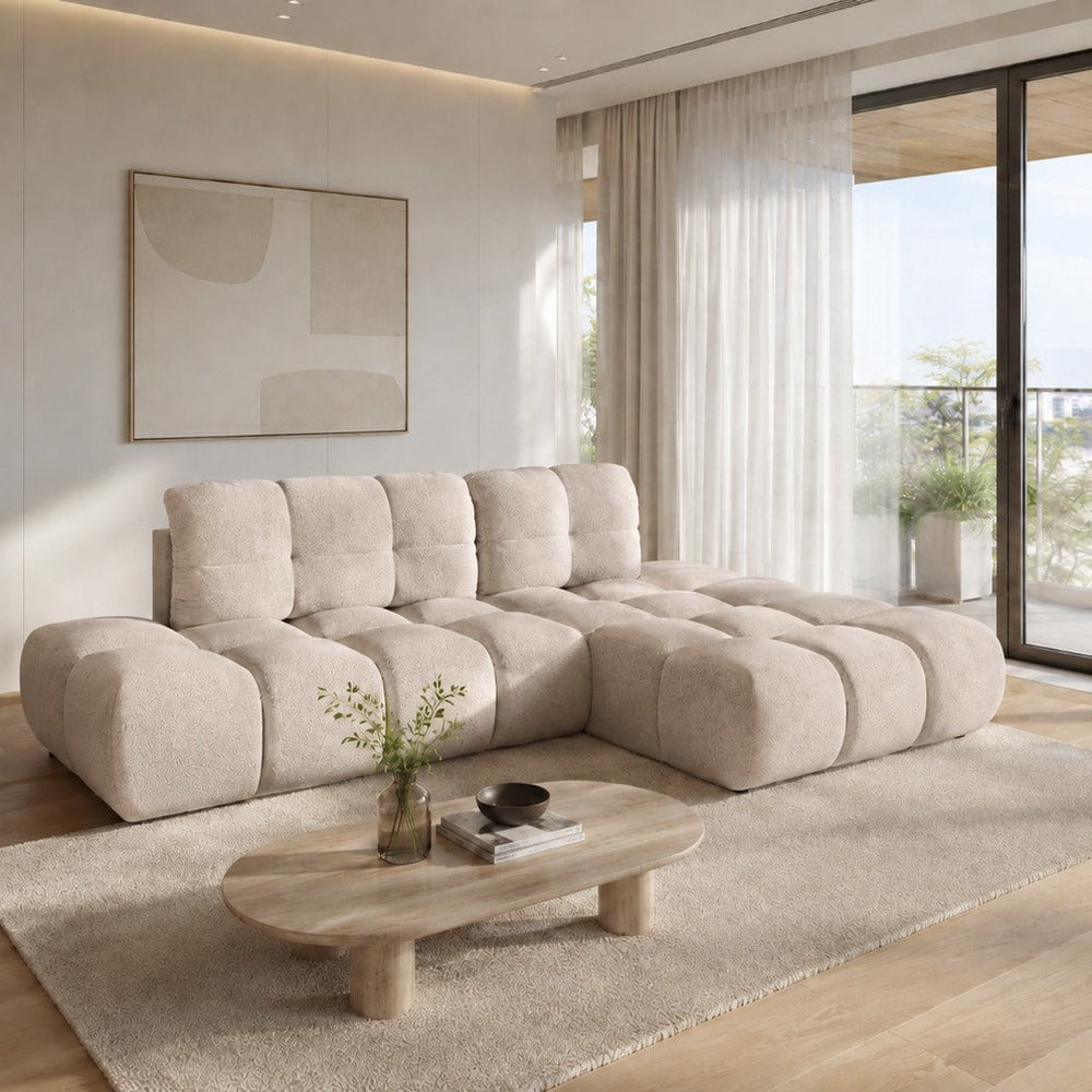 Corner Sofa Bed Noel in Light Beige, image 10