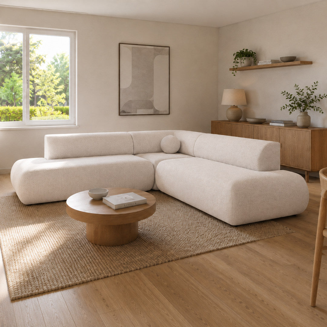 Corner Sofa Bed Puente II in Light Beige, image 5