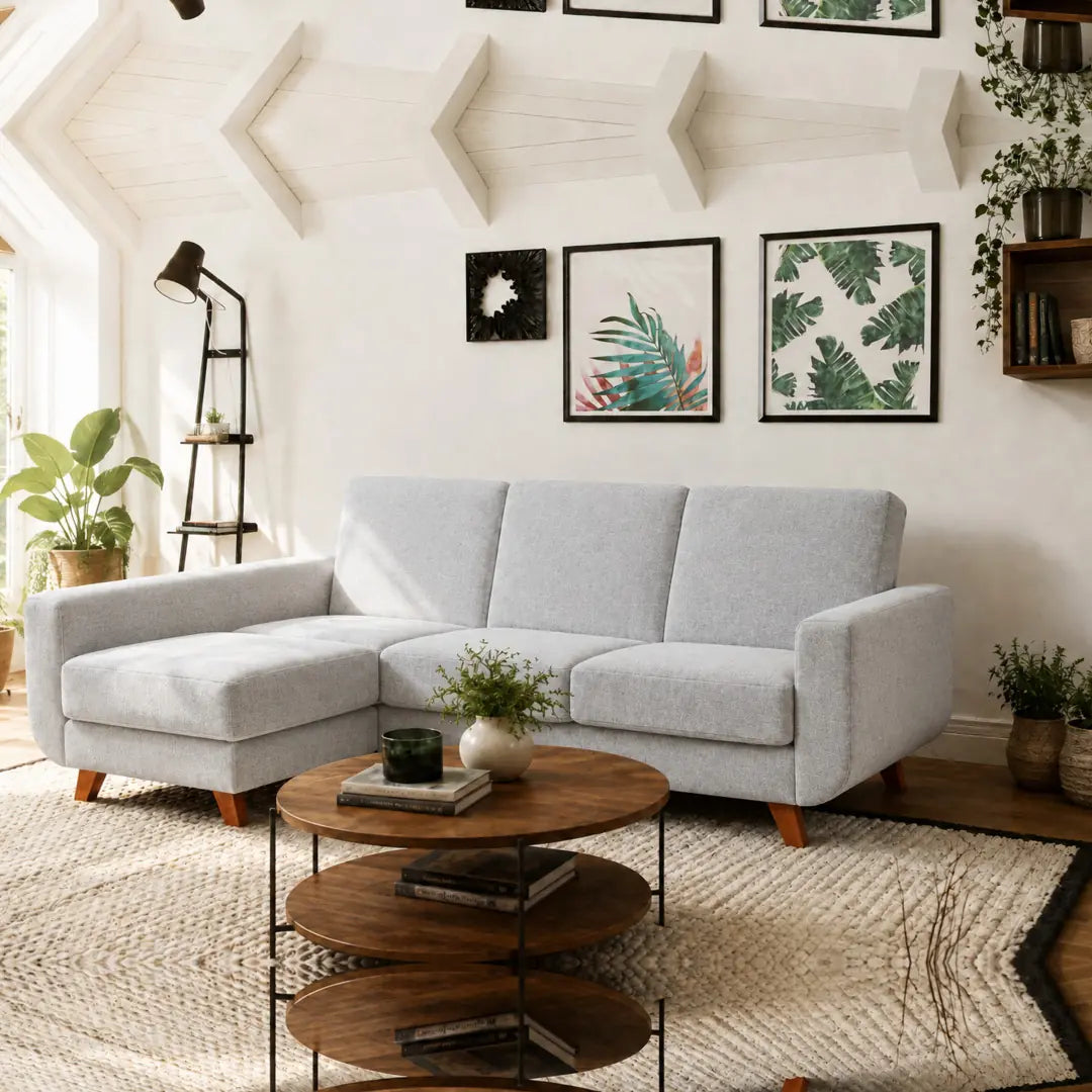 Corner Sofa Bed Aramis in Light Grey, image 9