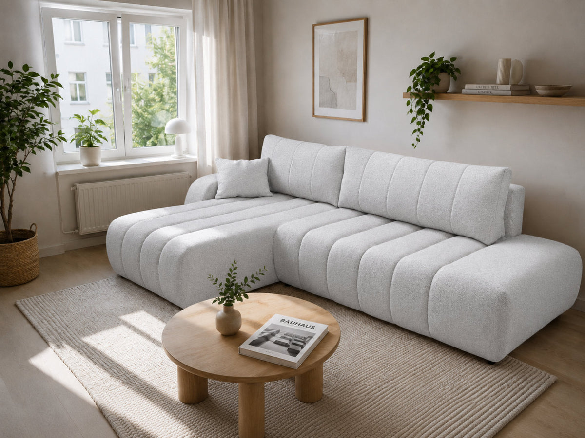 Corner Sofa Bed Baloo in Light Grey, image 17