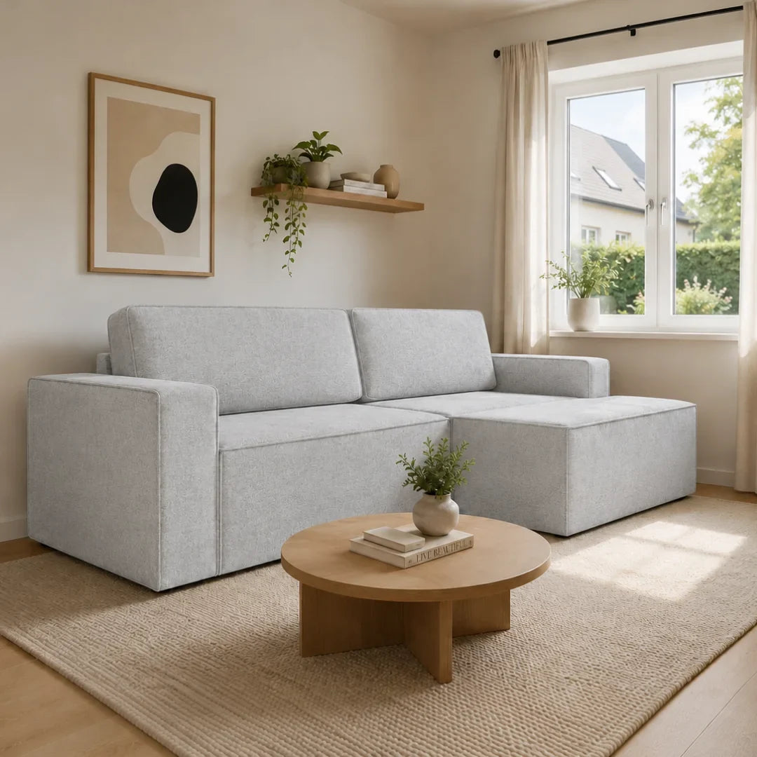 Corner Sofa Bed Como in Light Grey, image 17