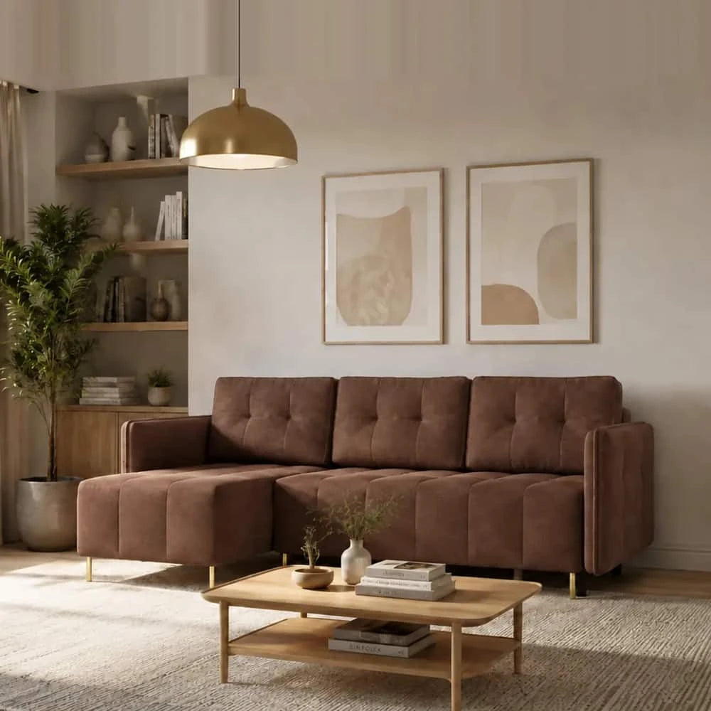 Corner Sofa Bed Dello in Brown, image 4