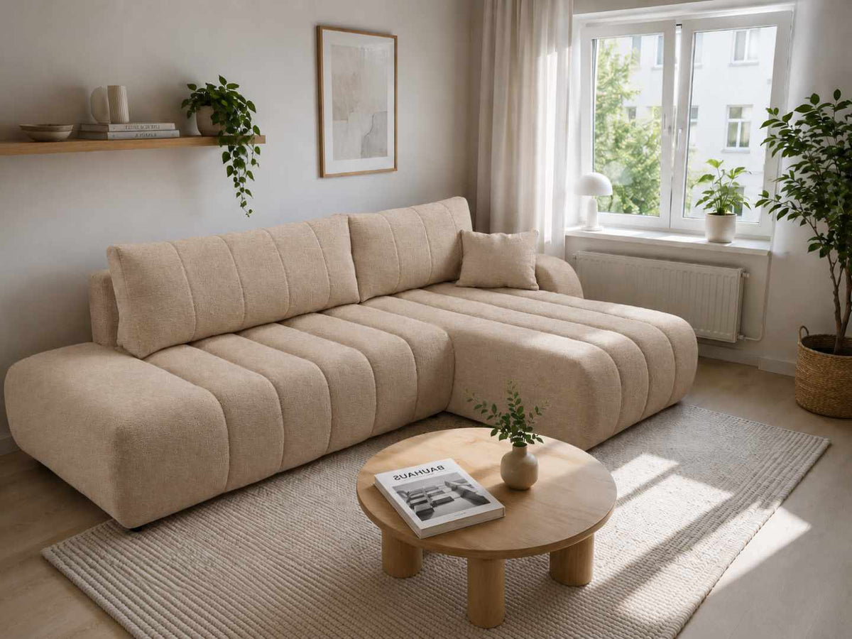 Corner Sofa Bed Baloo in Beige, image 4