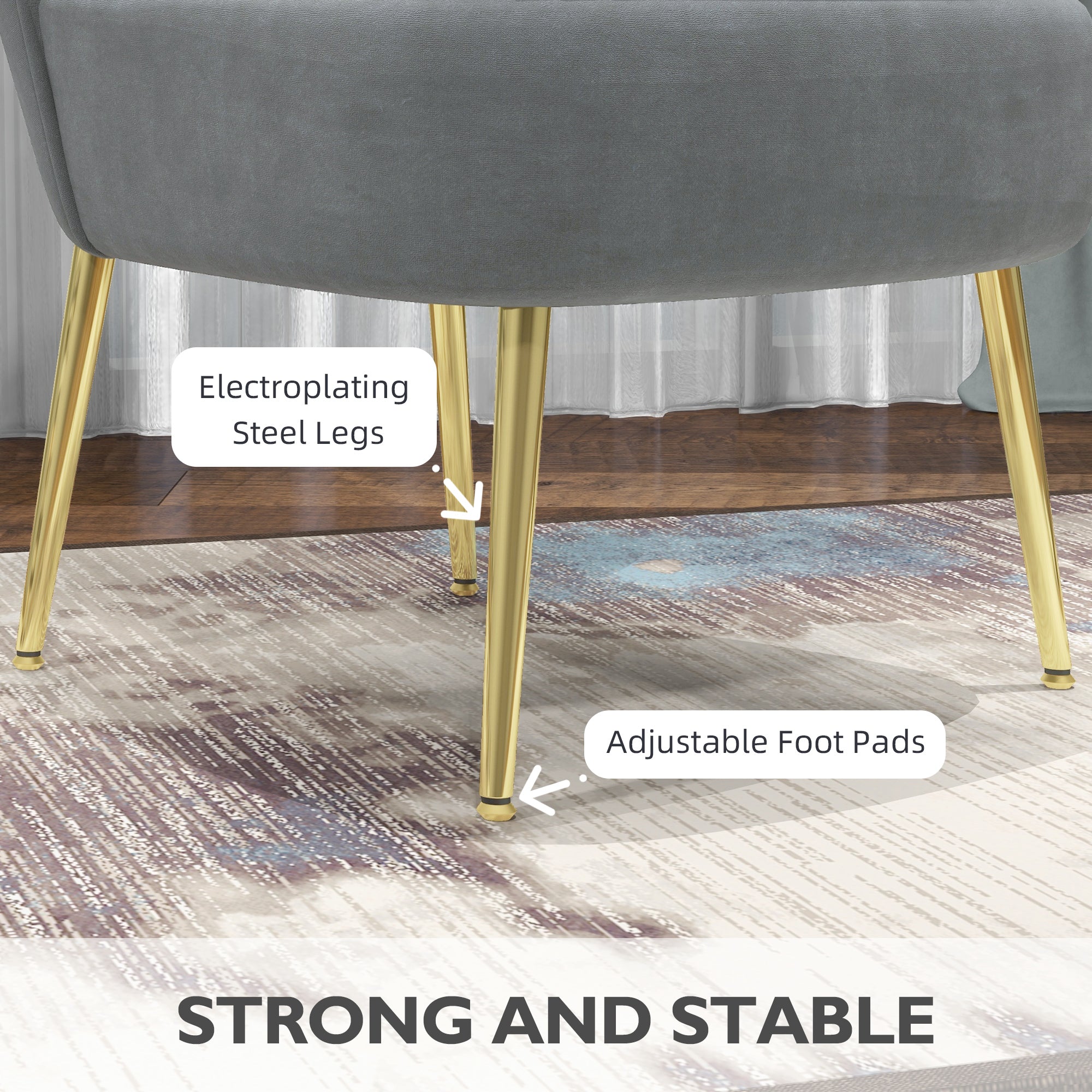 HOMCOM Velvet-Feel Tub Accent Chair - Grey