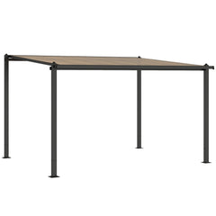 Outsunny 3.6 x 3 m Lean to Garden Pergola with PC Roof, Aluminium Frame Hardtop Gazebo Pergola with Drainage Gutters, Dark Grey