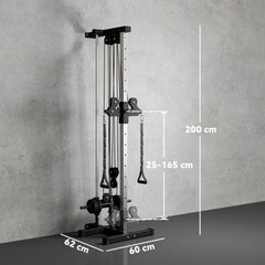 SPORTNOW Wall Mount Cable Machine, 15 Positions Adjustable Cable Crossover Machine Dual Pulley System for Home Gym