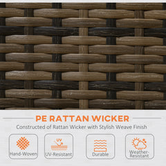 Outsunny 4 Piece Rattan Garden Furniture Set, Outdoor Corner Sofa Set with Storage Table, Loveseats, Cushions - Orange