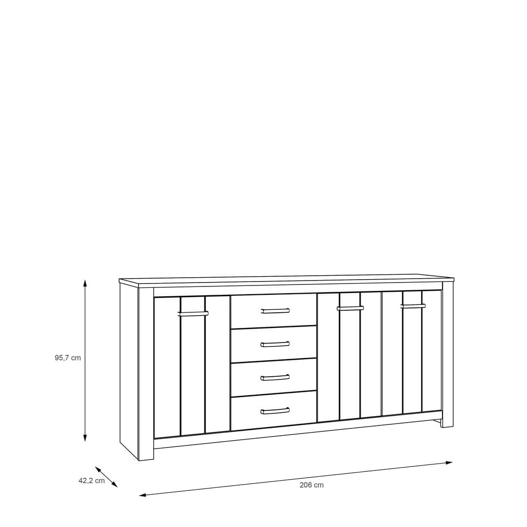 Elara Sideboard Cabinet 206cm in White, image 6