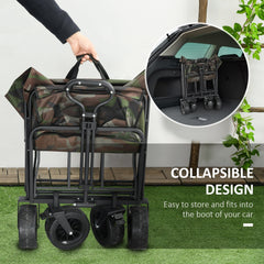 Outsunny 95L Folding Steel Frame Garden Trolley, with Handle - Multicolour