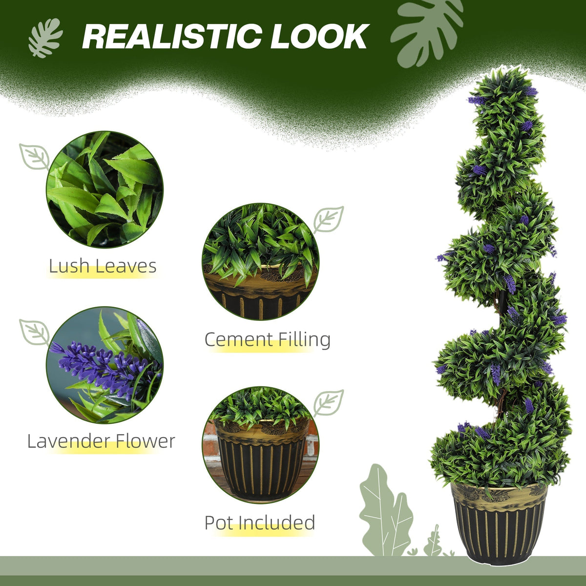 HOMCOM Set of Two 115cm Artificial Lavender Trees