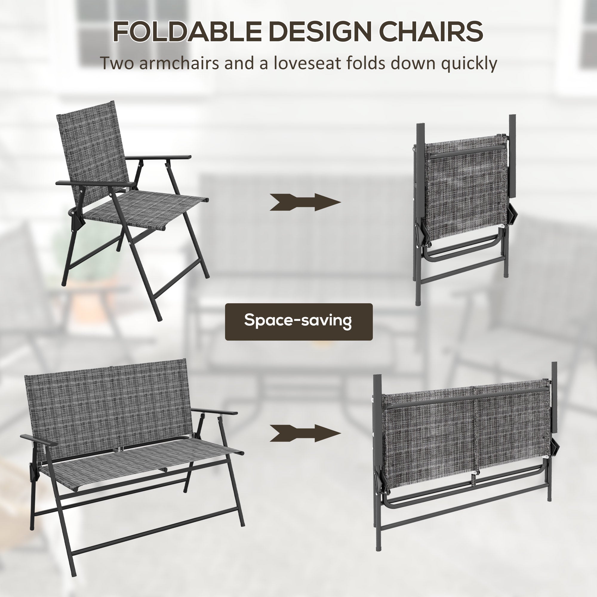 Outsunny Four-Piece Metal Garden Sofa Set - Mixed Grey