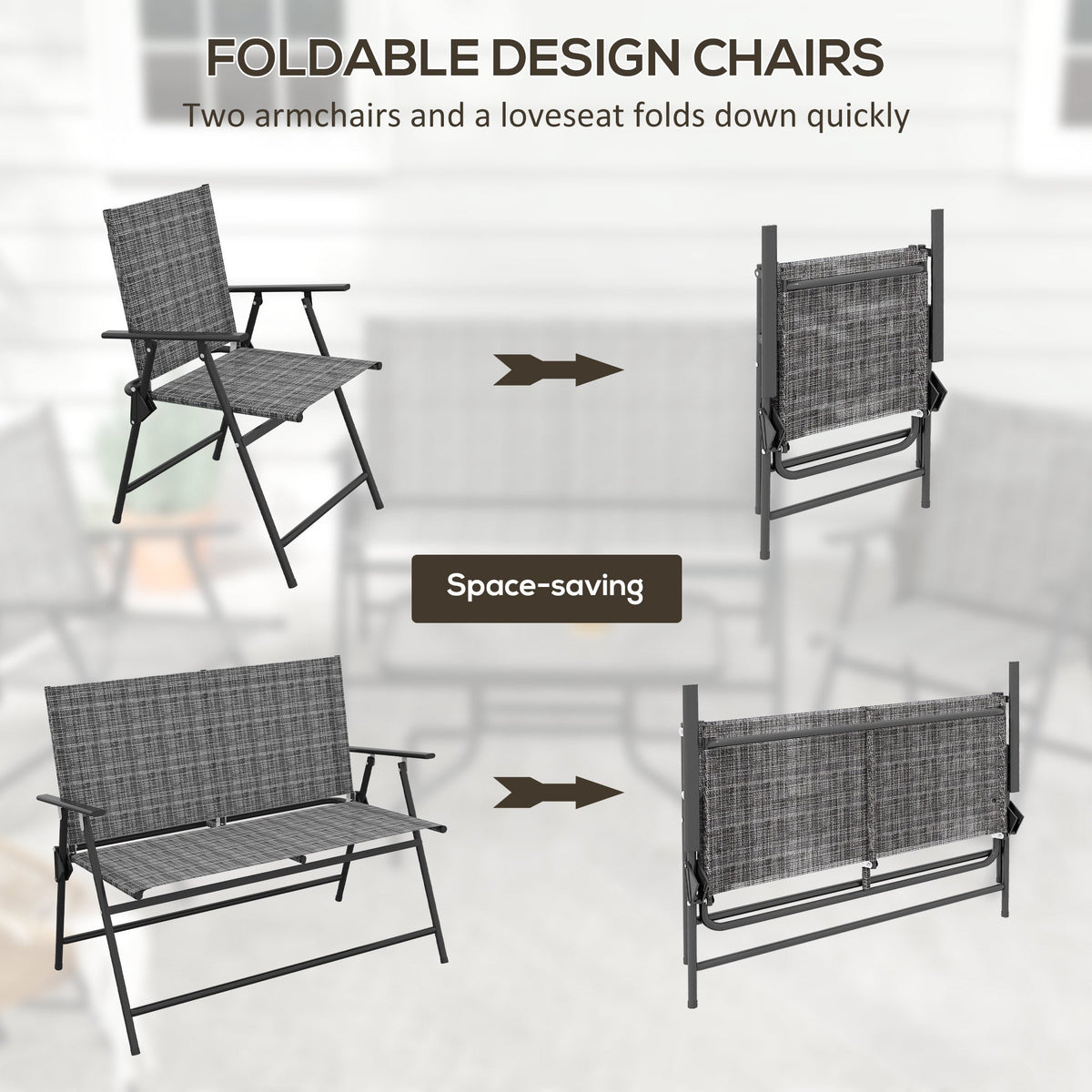 Outsunny Four-Piece Metal Garden Sofa Set - Mixed Grey