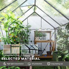 Outsunny 190 x 253 cm Walk-In Polycarbonate Greenhouse - Dark Grey