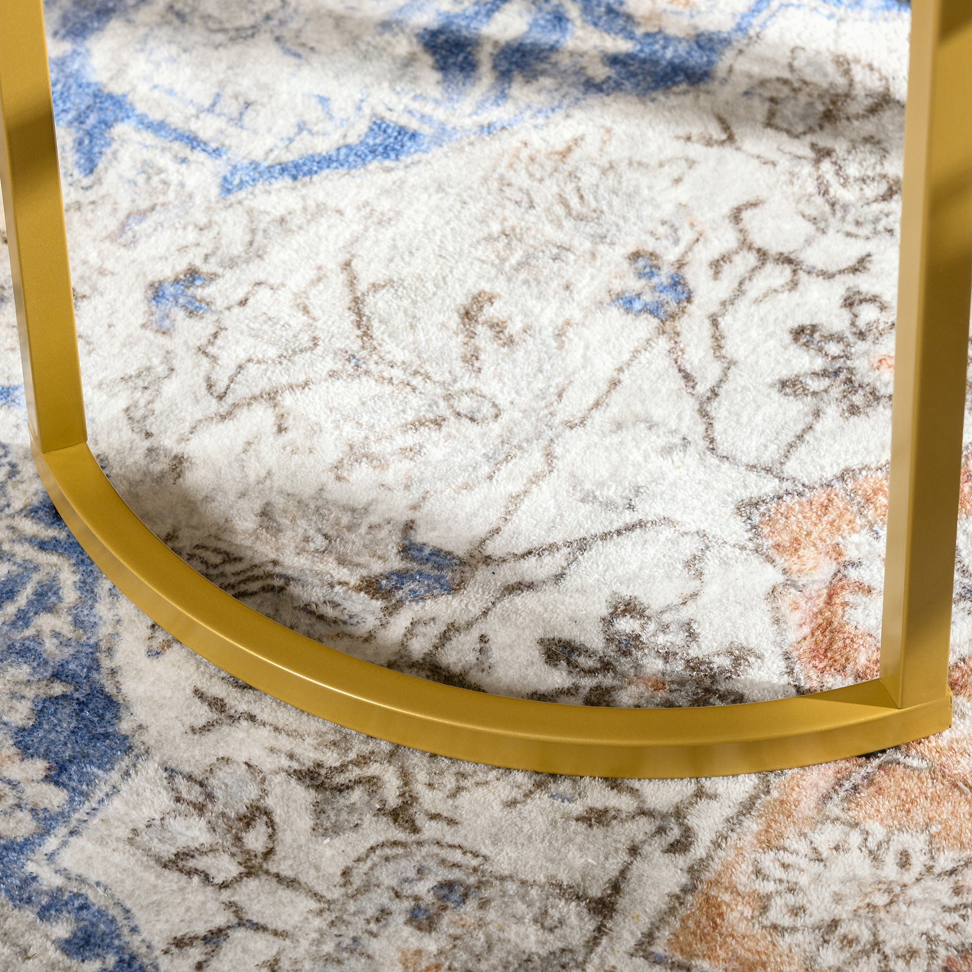 HOMCOM Coffee Table Set of 2, Modern Nest of Tables with Tempered Glass Top, Steel Frame for Living Room, Gold Tone