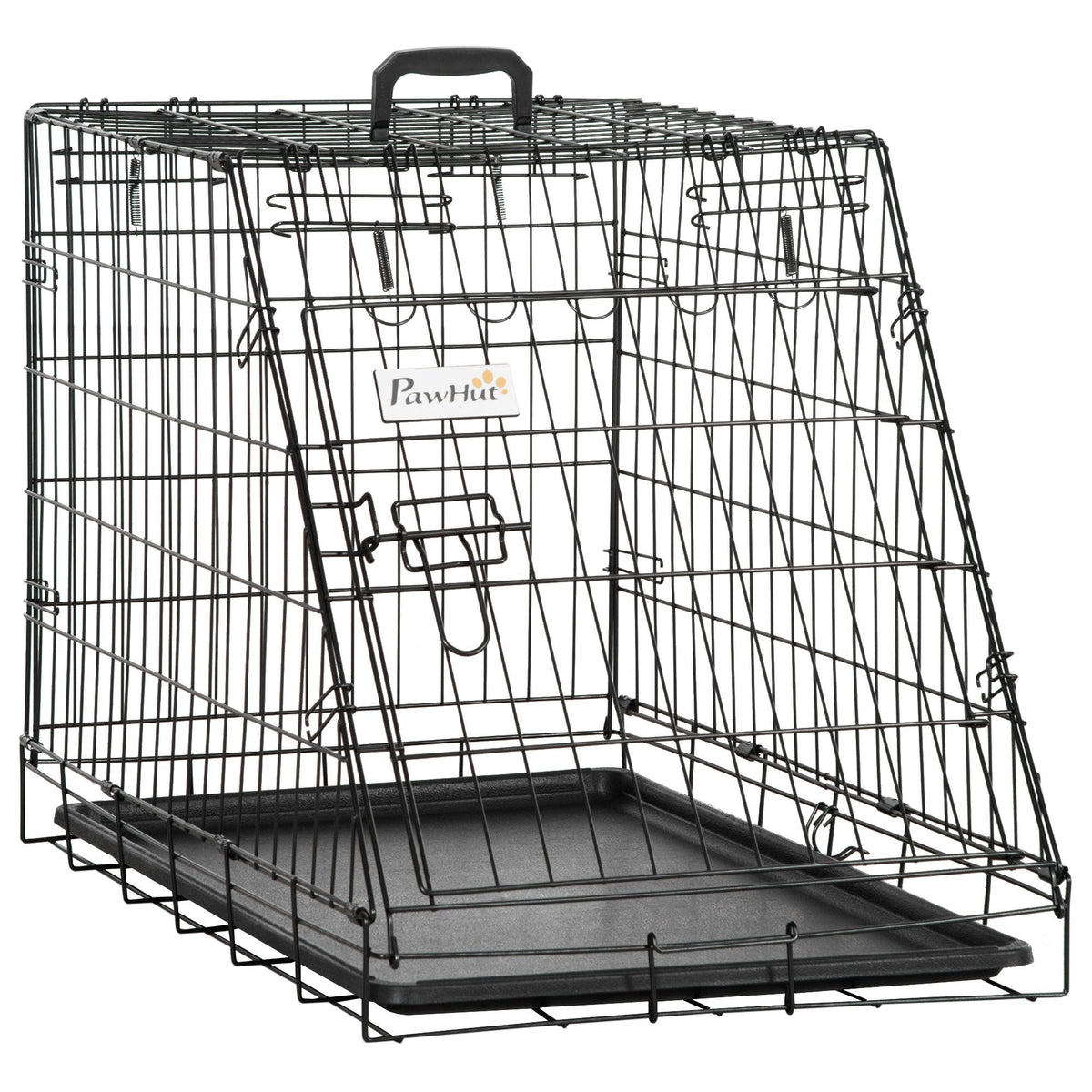 Pawhut Trapeze Collapsible Dog Pet Travel Box Cage Removable Tray 78 x 47 x 55cm