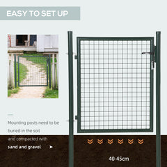 HOMCOM Green Steel Garden Gate with Lock and 3 Keys 97 x 150cm, Green