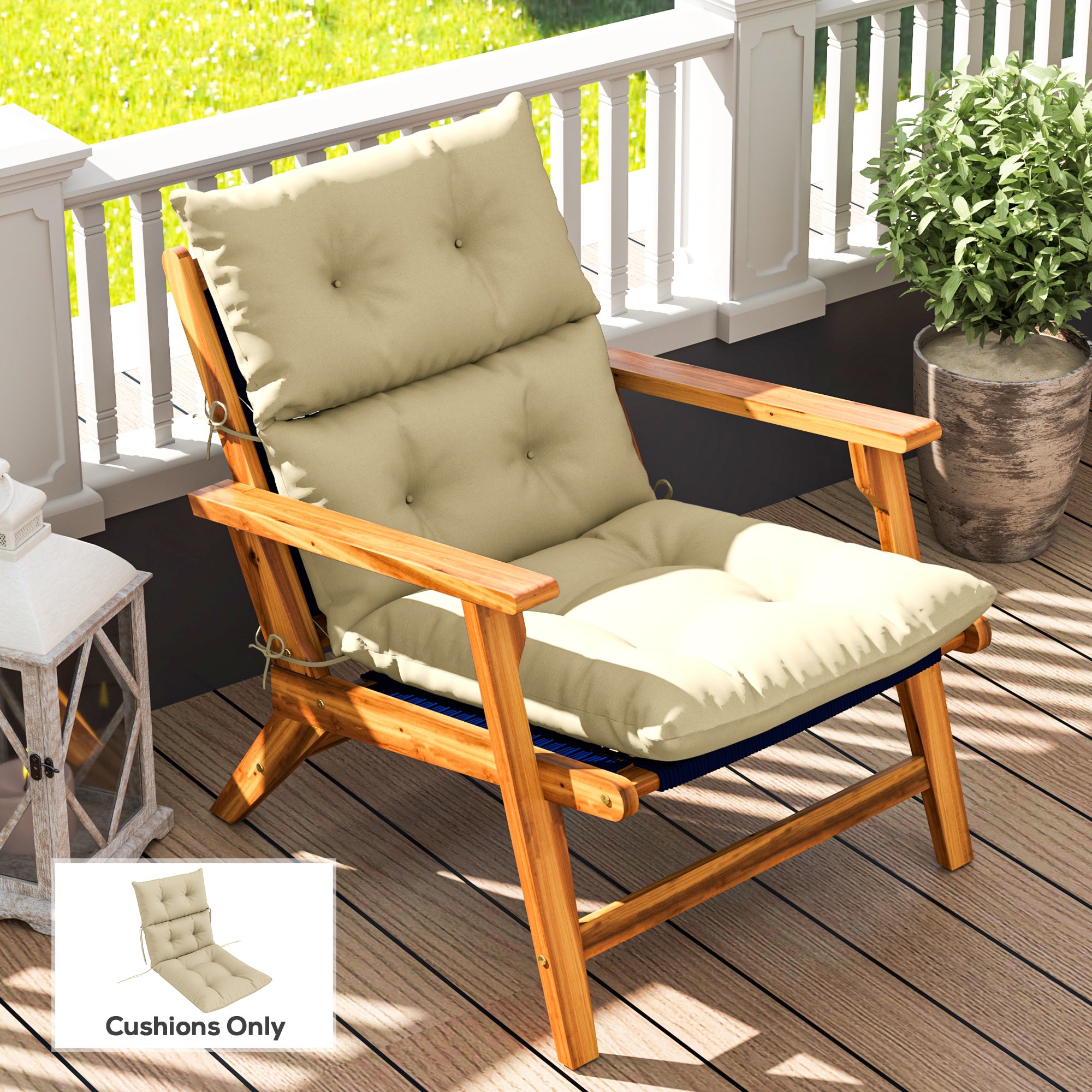 Outsunny 115 x 56cm Rocking Chair Padded Seat Cushion - Beige