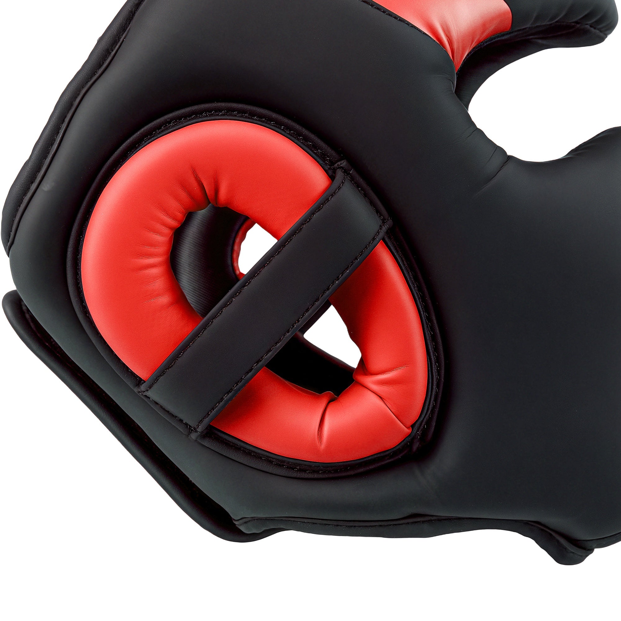 SPORTNOW Boxing Headguard w/ Adjustable Strap for Sparring, Kickboxing, MMA, Red/Black