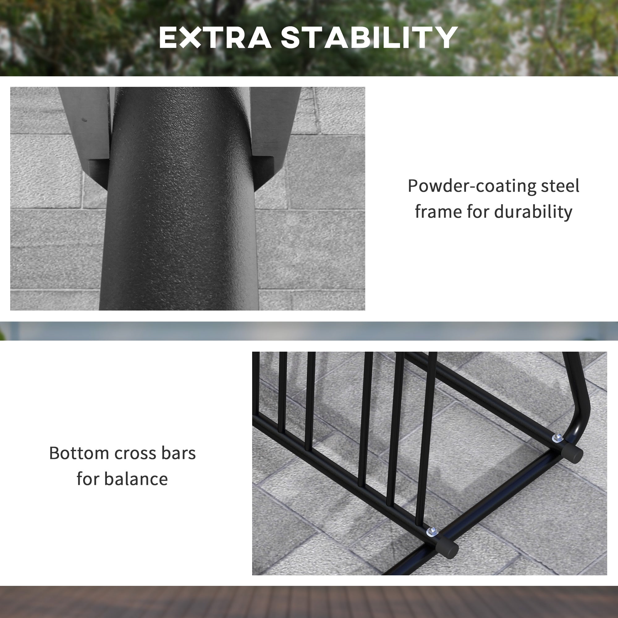 DURHAND Bike Stand, Double-sided Bike Rack Floor Stand for 6 Bicycles, Kids/Mountain/Road Bikes Garage Indoor Outdoor Use