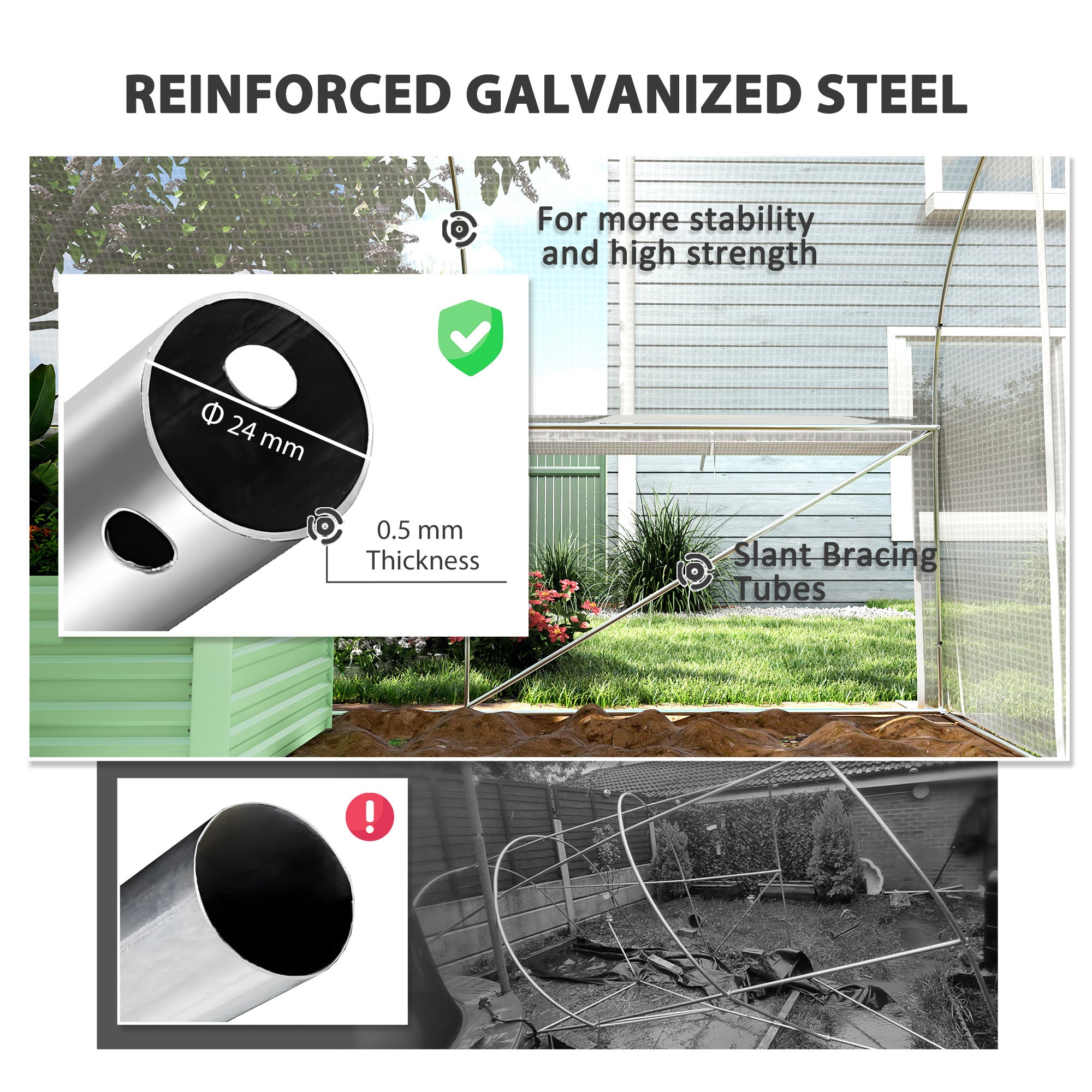 Outsunny 19.5 x 9.8ft Tunnel Greenhouse, with Accessories - White