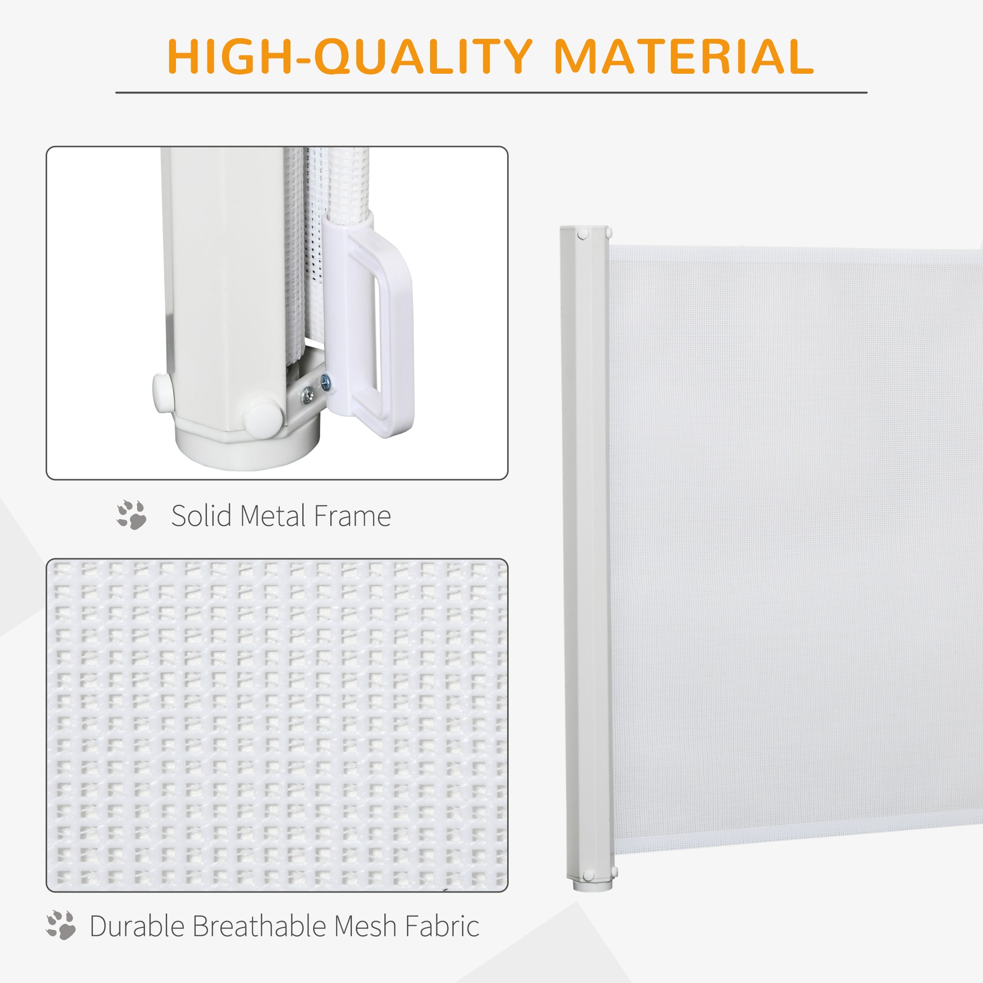 PawHut Retractable Stair Gate, Dog Pet Barrier, for Doorway, Staircase, Hallway - White