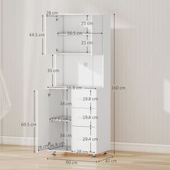 HOMCOM Modern Kitchen Cupboard with Storage Cabinets, 3 Drawers and Open Countertop for Living Room, White
