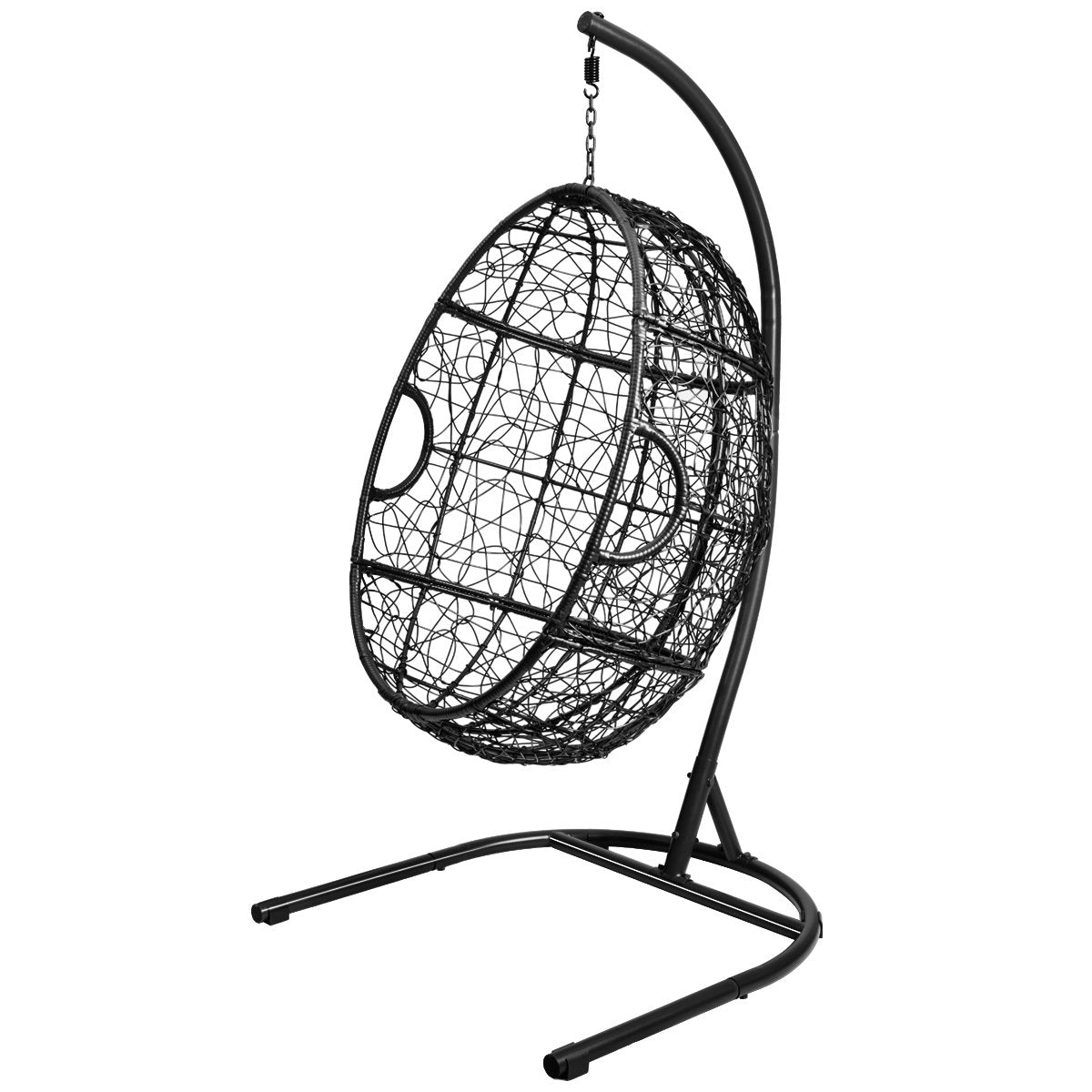 Egg Swing Chair with Stand and Ultraviolet-Resistant Seat Cushion-Grey