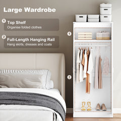 HOMCOM High Gloss 3 Piece Trio Bedroom Furniture Set Wardrobe + Chest Of Drawer + Bedside White