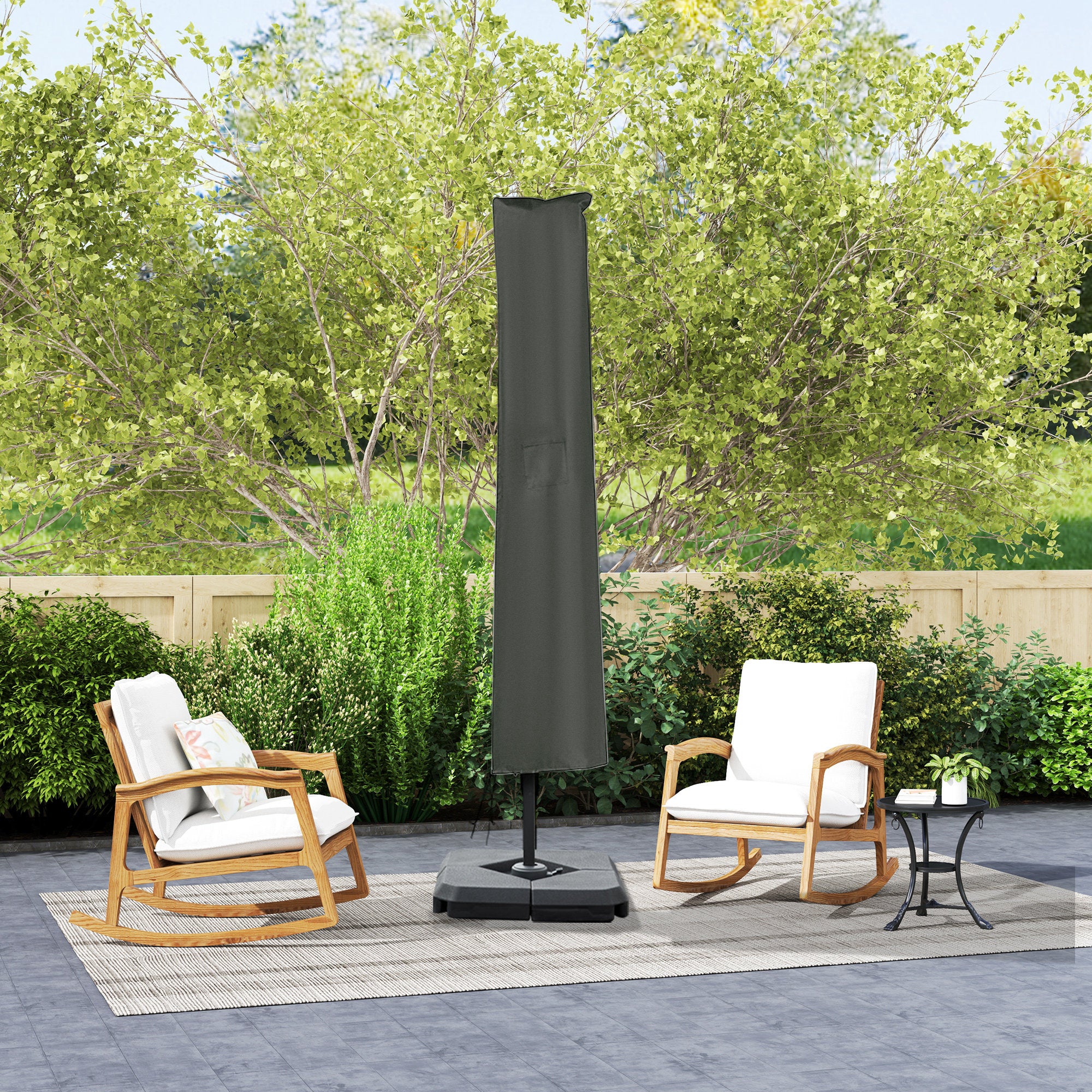 Outsunny 2.7 x 2.7(m) Cantilever Parasol with Aluminium Frame, Crank and Tilt, 360-Degree Rotation, Double Top Garden Umbrella with Base and Cover, Khaki