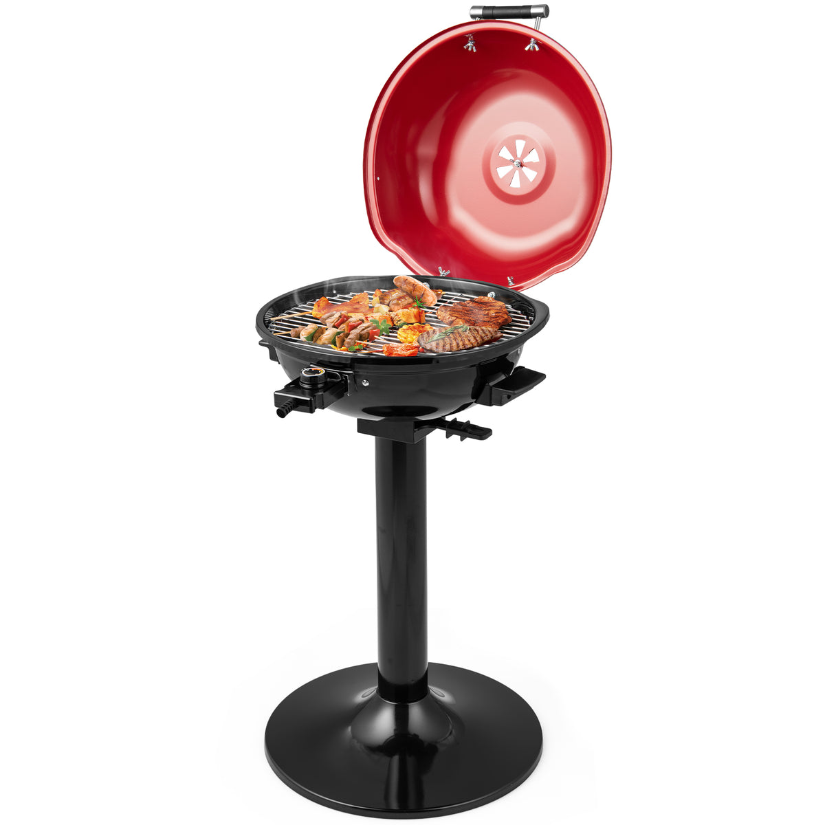Electric BBQ Grill with Removable Non-Stick Grilling Rack-Red