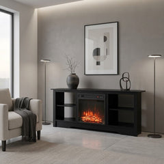 Electric Fireplace and TV Stand Bundle in Black, image 3