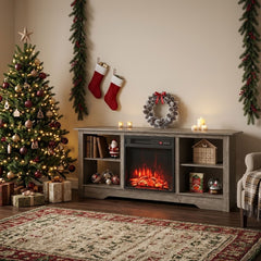 Electric Fireplace and TV Stand Bundle in Grey, image 2
