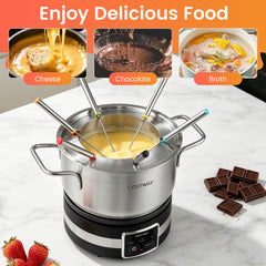 Electric Fondue Pot Set 1200W Fondue Maker with Removable Stainless Steel Pot