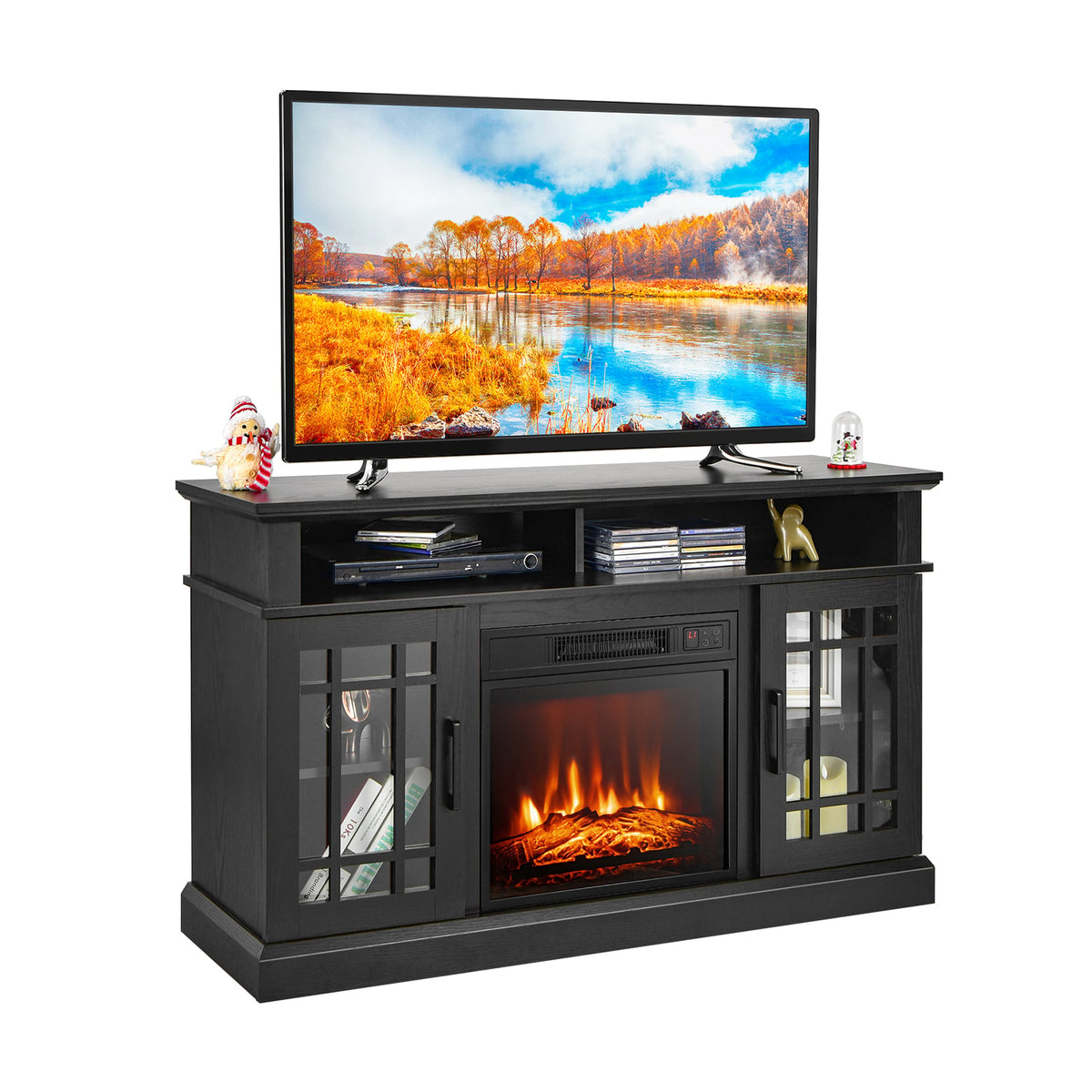 Fireplace TV Stand in Black