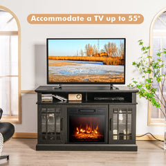 Fireplace TV Stand in Black, image 7