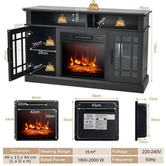 Fireplace TV Stand in Black, image 4