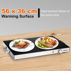 Electric Warming Tray with Cool-Touch Handles and Stainless Steel Frame