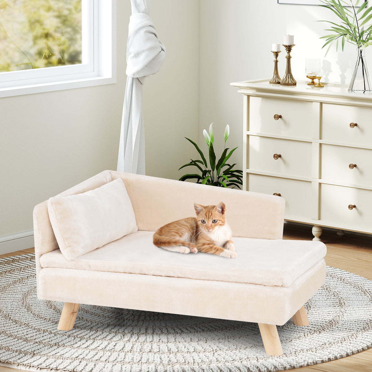 Elevated Pet Bed for Medium and Small-Sized Dogs Puppies Cats Kittens-White