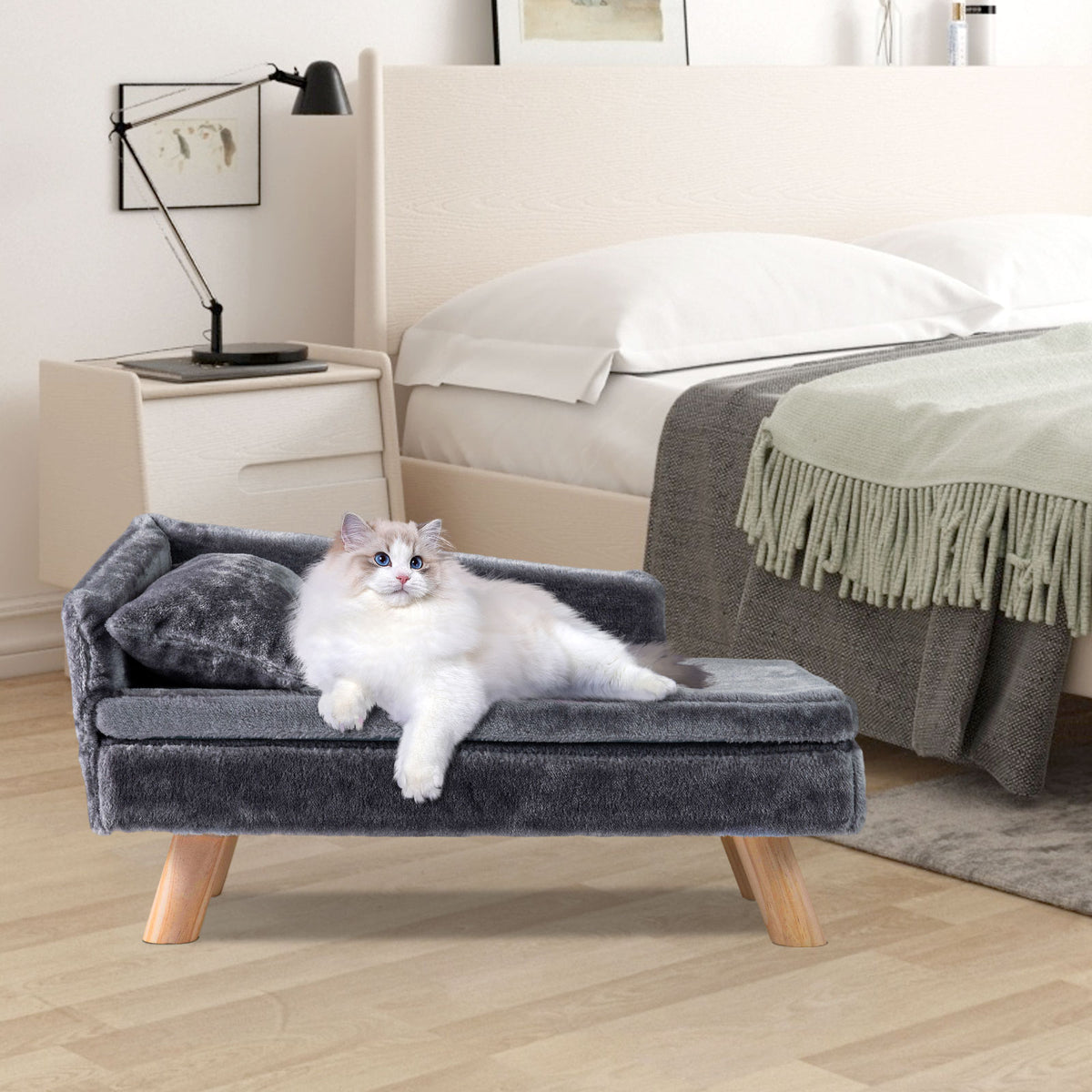 Elevated Pet Bed for Medium and Small Dogs Puppies Cats Kittens-Grey