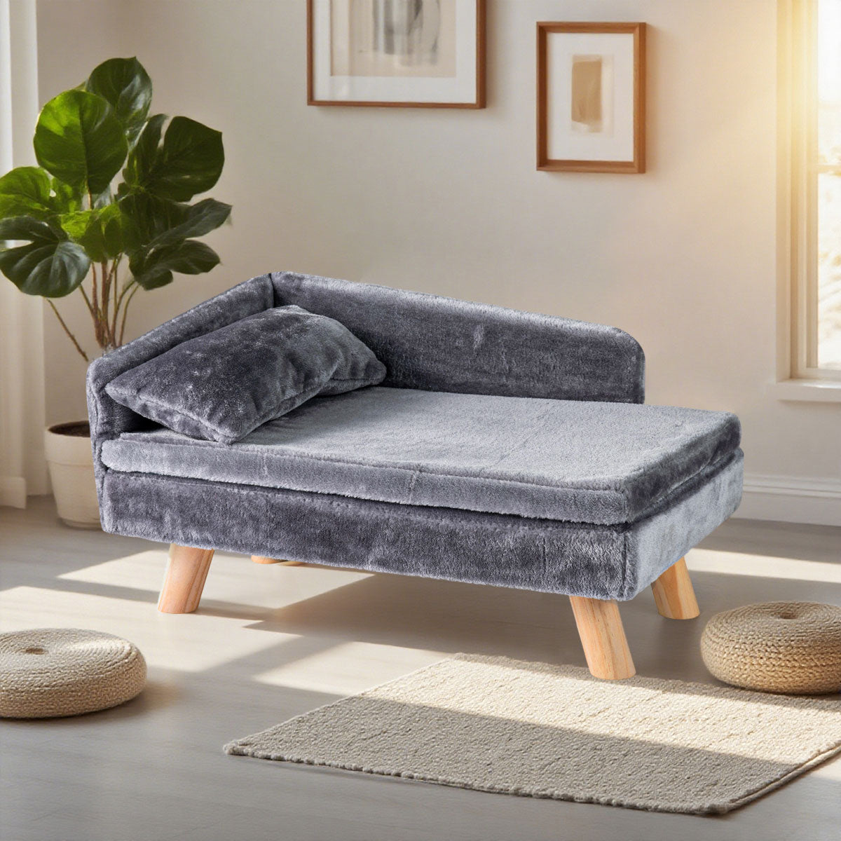 Elevated Pet Bed for Medium and Small Dogs Puppies Cats Kittens-Grey
