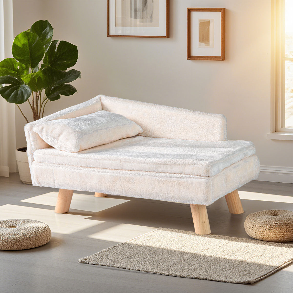 Elevated Pet Bed for Medium and Small Dogs Puppies Cats Kittens-Beige