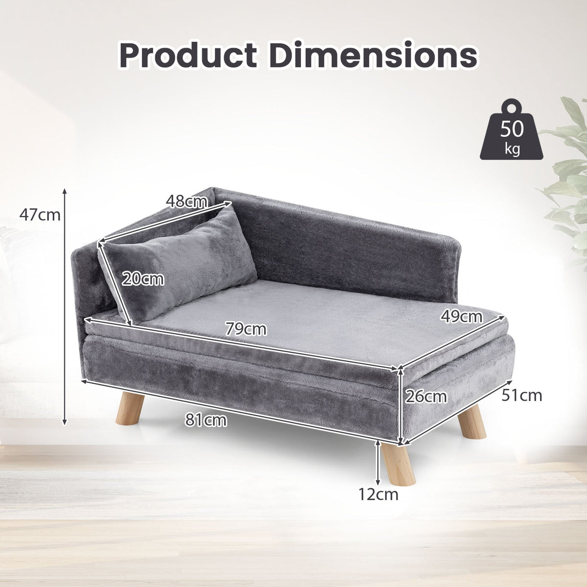 Elevated Pet Bed for Medium and Small-Sized Dogs Puppies Cats Kittens-Grey