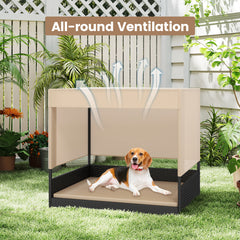 Elevated Wicker Dog House for Small to Medium Breeds-Black