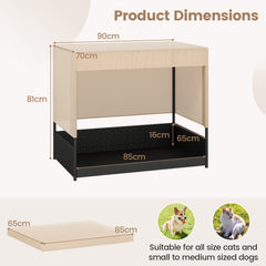 Elevated Wicker Dog House for Small to Medium Breeds-Black